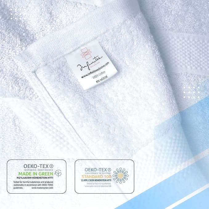 Infinitee Xclusives 100% Cotton Bath Towel Set – 8 Piece Bathroom Towel Set | (2 Bath Towels, 2 Hand Towels, 4 Washcloths) – Soft & Absorbent Towels for Bathroom - Gym, Shower, Spa & Hotel Use