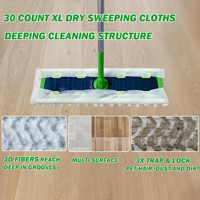 XL Dry Sweeping Cloth and XL Heavy Duty Sweeping Cloth for Swiffer Sweeper XL Mop