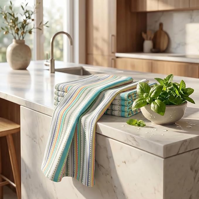 Urban Villa Kitchen Towels Cotton Dish Towels 20”x30” (Set of 6) Beige
