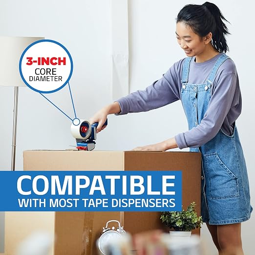 Grizzly Power Clear Packing Tape (12 Rolls) | Heavy Duty Packing Tape (2 Inch x 65 Yards) | 2.8mil Thick Strong Adhesive for Moving Boxes, Shipping Cartons, Office Use, Storage & Wrapping (780 Yards)