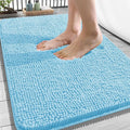 OLANLY Bathroom Rugs 34x21, Extra Soft Absorbent Chenille Bath Rugs, Rubber Backing Quick Dry, Machine Washable Bath Mats for Bathroom Floor, Tub and Shower, Home Decor Accessories, Sky Blue