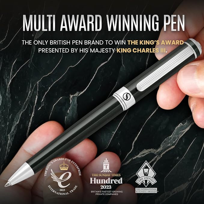 Scriveiner BlackGreen Ballpoint Pen - Black Green Luxury Pen, Chrome Finish, Schmidt Black Refill, Best Ball Pen Gift Set for Men & Women, Professional Executive Office, Nice Designer Pen