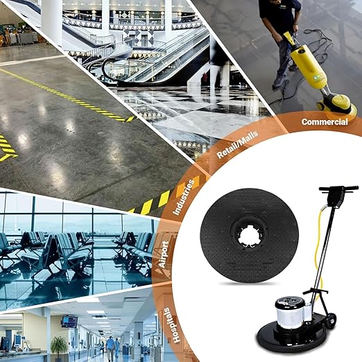 16" Floor Buffer Pad Driver Holder Attachment with 2 Inch Built-in Riser Fits for 17" Floor Buffers Scrubbers, with Shower Feed Holes 5 Inch Center Hole, Universal Pad Holder Attachment