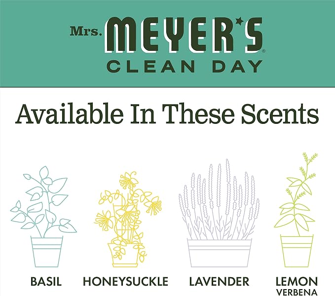 MRS. MEYER'S CLEAN DAY Liquid Fabric Softener Bottle, Basil Scent 32 Fl oz (Pack of 4)