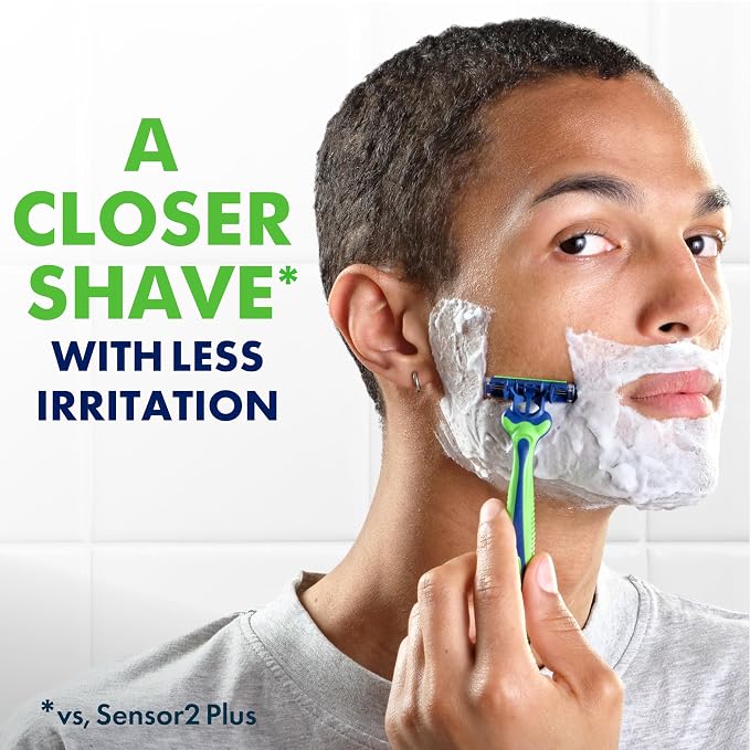 Gillette Sensor3 Sensitive Disposable Razors for Men, Enhanced Lubrastrip Glides Easily Over Your Skin, 8 Count (Pack of 2)