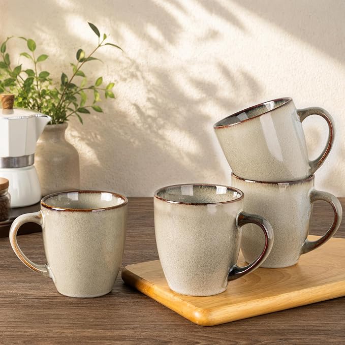 GBhome Ceramic Coffee Mugs Set of 6, 12oz Stoneware Coffee Mugs Set For Dad Mom Women MEN, Light Weight Coffee Cups for Latte/Tea/Beer/Hot Cocoa, Dishwasher & Microwave Safe
