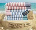 LANE LINEN Beach Towels 6 Pack, Super Absorbent, XL - Diamond Multi Stripe | Bulk Beach Towels Oversized - Pool Towels for Adults - Pre-Washed, 39"x71", Vacation Essential - Machine Washable, Sand Free