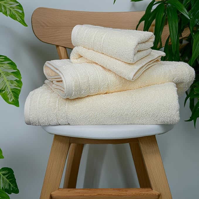 Tens Towels 8 Piece Towel Set, 2 XL Bath, 2 Hand, 4 Washcloth, Cream | 100% Cotton, Lighter Weight, Quicker to Dry, Super Absorbent, Perfect for Bathroom