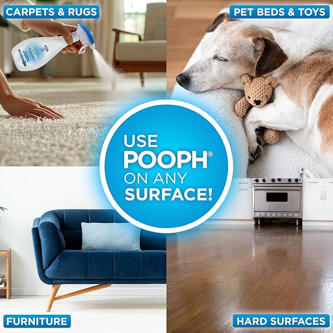 POOPH Plus Maximum Strength Pet Odor Eliminator Spray 32 oz for Dogs & Cats — Heavy Duty Urine, Poop & Pee Odor Remover for Carpet, Furniture, Litter Box & Hard Floors, Unscented