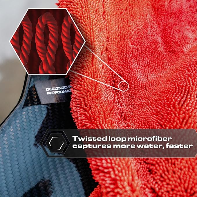 Blackline Car Drying Towel - 2ft x 3ft XL-Popular Pick Among Detailing Pros - 1300 GSM Microfiber Towel - Absorbs Over 8lbs of Water - Leaves No Streaks, Spots or Scratches - Dries an Entire Car