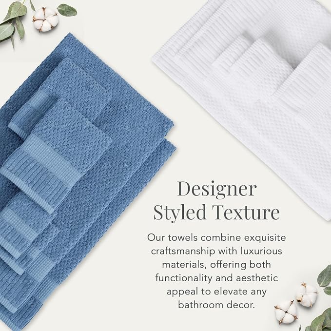 NY Loft 100% Cotton 2-Pack Oversized Bath Towel Set | White | Quick-Dry | Two Oversized 35" x 70" Bath Towels / Bath Sheets | Super Absorbent | Designer-Styled Texture