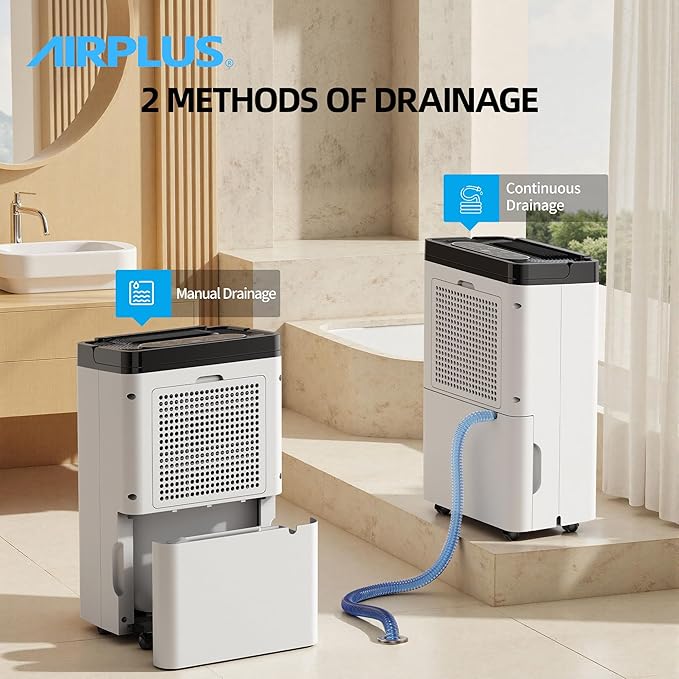 AIRPLUS 5000 Sq. Ft Dehumidifier for Home and Basement, 80 Pint Portable Dehumidifiers with Drain Hose for Large Room, Quiet Sleep Mode Dehumidifier for Bedroom, RV De humidifier for Inside Camper