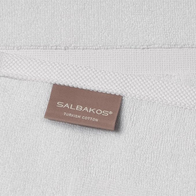 SALBAKOS 2-Piece 100% Turkish Cotton Bath Mat Towel, 20x34 inch, White | Bathroom Floor Towels, Thick Soft Most Absorbent Quick-Dry Durable Large Size Foot Rug, Premium Hotel Quality Made in Turkey