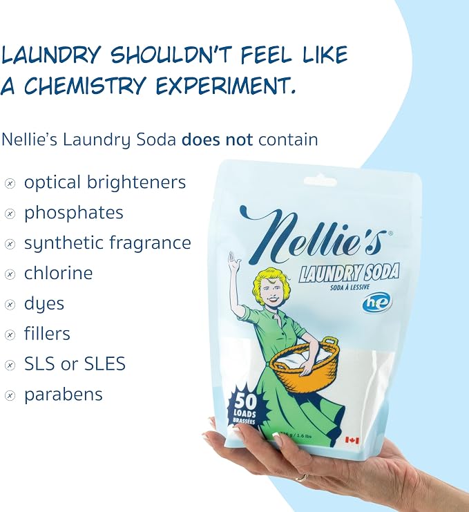Nellie's Laundry Soda | Fragrance-Free Powder Laundry Detergent | 50 Loads | Septic-Safe, HE Compatible & Fragrance-Free - Concentrated Formula, Just 1 Tablespoon Per Load