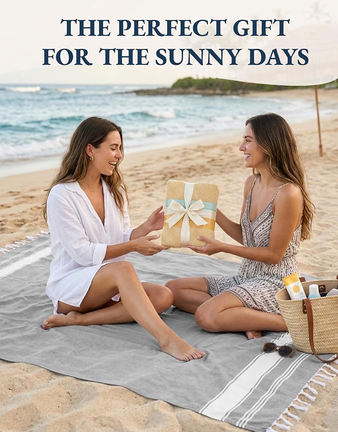 LANE LINEN 2 Pack Quick Dry Beach Towel, Oversized, 39"x71" - Alloy | Super Soft, Cotton-Rich Feel - Perfect Poolside & On Vacation - Quick-Drying & Super Absorbent - 2 Pack Alloy - Pool Day