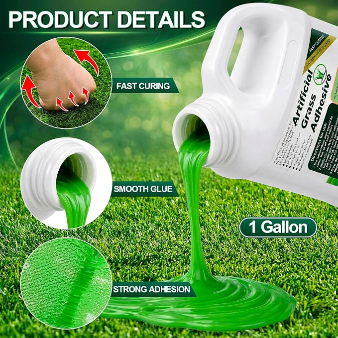 Threlaco 1 Gallon Turf Glue for Artificial Grass Artificial Turf Glue Tape Grass Paint Concentrate Carpet Green Adhesive for Synthetic Surfaces