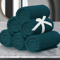 VOOVA & MOVAS Face Towels 6PC, 100% Cotton, 13x13 in, Deep Turquoise | Thick, Quick Dry, Soft, Absorbent, Fluffy Bathroom Hand Towels, Wash Cloths For Showering, Towel Gift Set