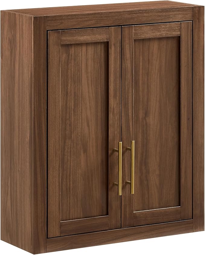 Crosley Furniture Savannah Wall Mounted Bathroom Storage Medicine Cabinet with Shelves, Walnut