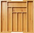 Pipishell Bamboo Expandable Drawer Organizer for Utensils Holder, Adjustable Cutlery Tray, Wood Drawer Dividers Organizer for Silverware, Flatware, Knives in Kitchen, Bedroom, Living Room(M-N)