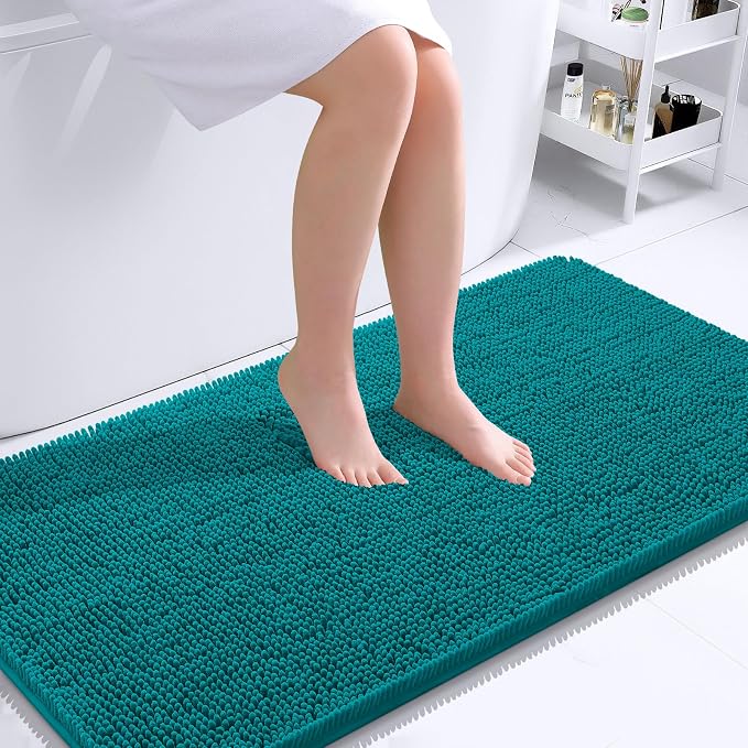 OLANLY Large Bathroom Rugs 40x24, Extra Soft Absorbent Chenille Bath Rugs, Rubber Backing Quick Dry, Machine Washable Bath Mats for Bathroom Floor, Tub and Shower, Home Decor Accessories, Deep Lake