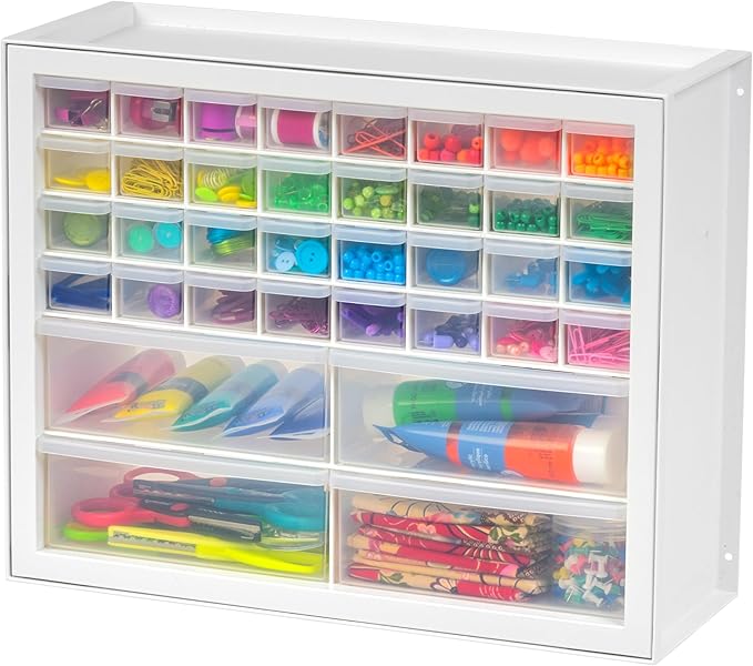 IRIS USA 36-Drawer Storage Cabinet, Made in USA, Small Parts Storage Craft Organizer, Tool Chest, Hardware, Electronics, Screws, Nuts & Bolts, Garage & Workshop Storage, Teacher Toolbox, White