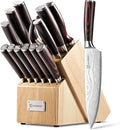 14 Pcs Kitchen Knife Set with Block, Ultra Sharp Knife Block Set | Japanese High Carbon Stainless Steel, Professional Chef Knife Set with Ergonomic Pakkawood Handle and Sharpener