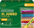 Seal Fresh 5 Gallon Large Plastic Storage Bags – 18" x 24" (30 Count) – Reusable XXL Extra Large Clear Jumbo Zip Bags with Sealable Zipper Top For Clothes, Travel, Moving