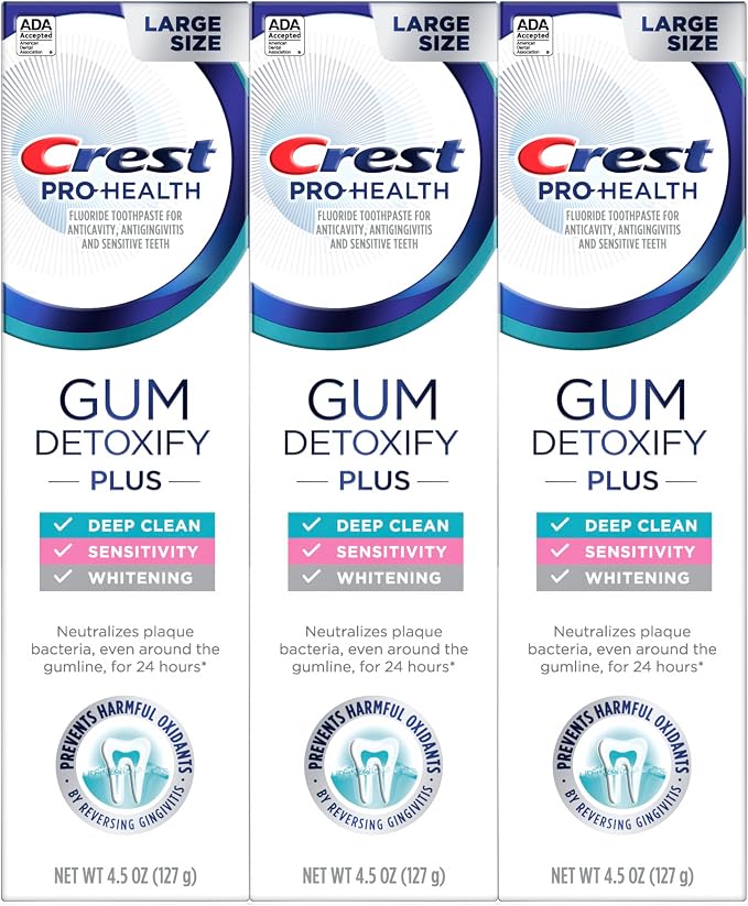 Crest Pro-Health Gum Detoxify Plus Toothpaste 4.5 oz Pack of 24 - Antibacterial Fluoride Toothpaste, Sensitivity Protection, Whitens Teeth, Anticavity, Plaque Control