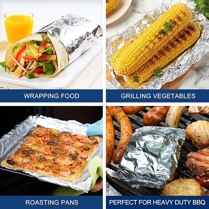 Aluminum Foil Heavy Duty 18 inch Wide, 500 FT Heavy Duty Food Safe Foil Wrap for Cooking, Baking, Grilling, (Pack of 2) Pony Packaging Aluminum Roll 23 Microns Thick - Commercial Grade