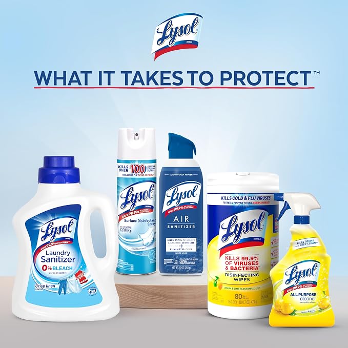 LYSOL Disinfecting Wipes, All Purpose Cleaner, Multi-Surface Antibacterial Cleaning Wipes, Household Cleaning Supplies, Dorm Essentials, Mango & Hibiscus Scent, 80 ct.