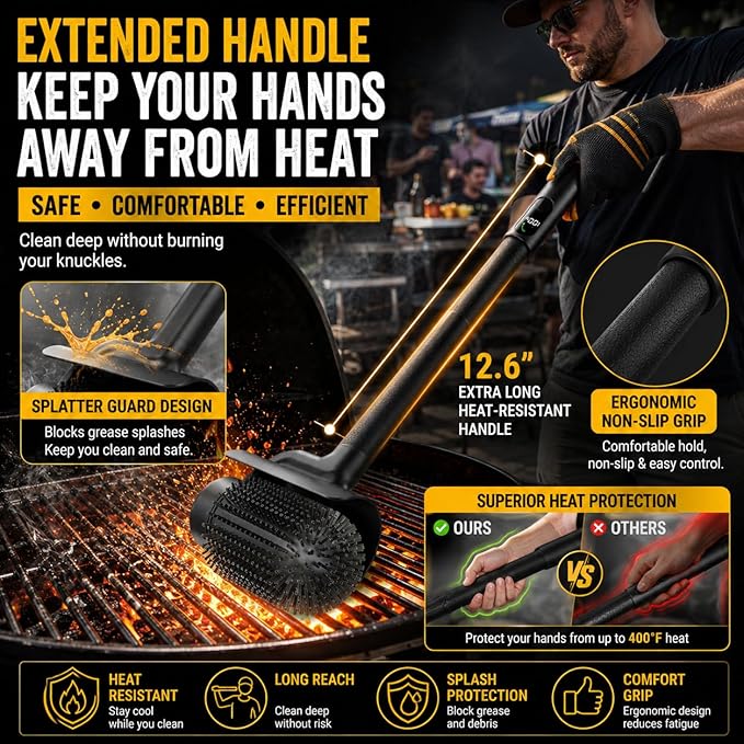 Electric Grill Brush for Outdoor Grill, Cordless Rechargeable BBQ Cleaner, Upgraded Giddyup Style 2-Speed Rotary Barbecue Scrubber, High Torque Battery Operated Power Grill Cleaning Brush