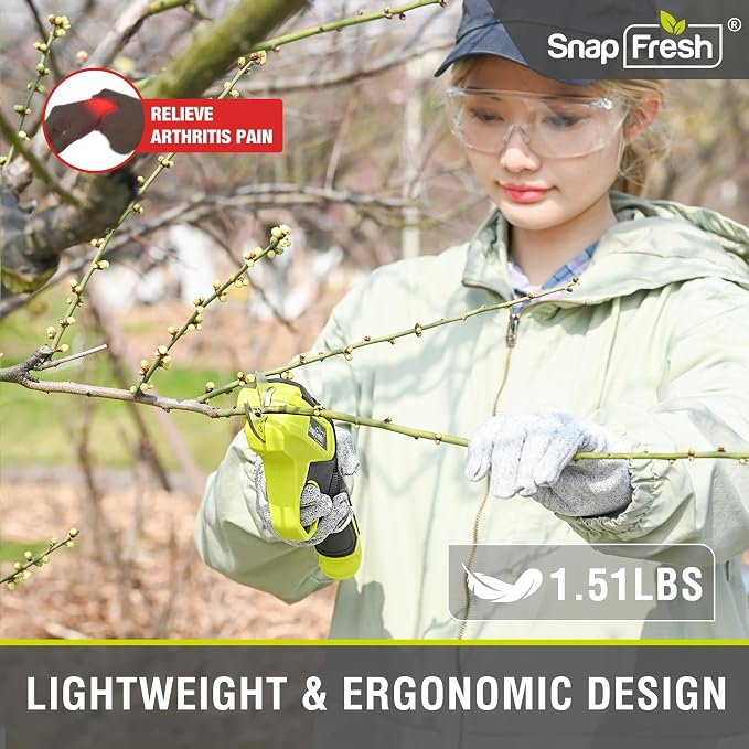 SnapFresh Cordless Electric Pruning Shears, 4.0Ah Battery Powered Garden Pruner with Extra Blade, 3/4" Cutting Capacity, Tool-Free Quick Blade Swap, Lightweight Branch Cutter Gardening Scissors