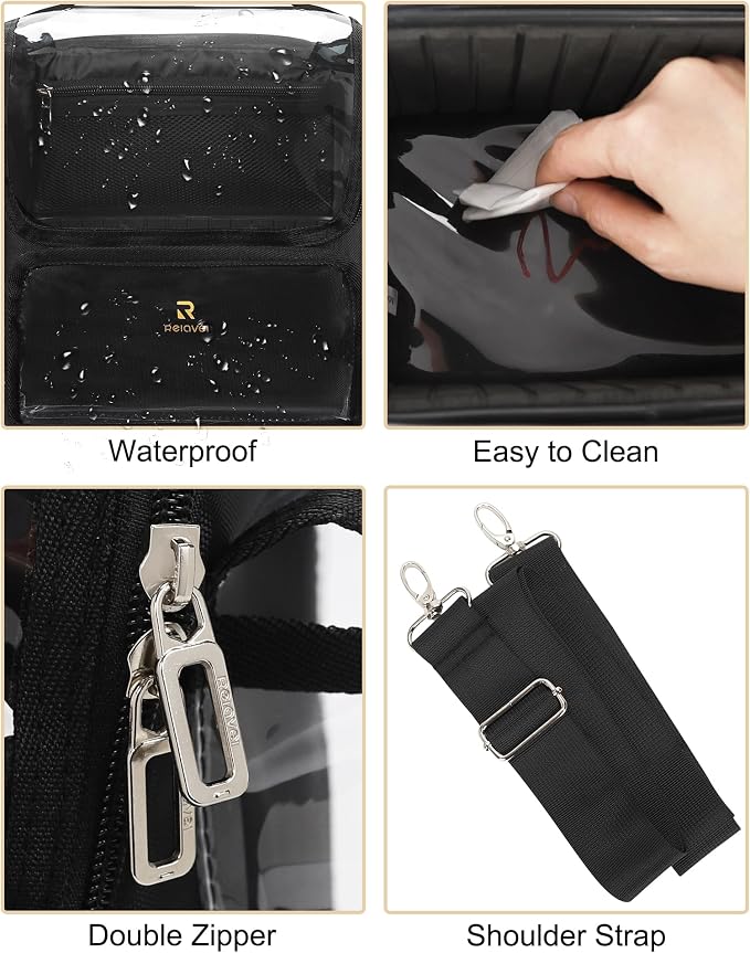 TANTO Makeup Brush Bag, Makeup Artist Bag Clear Makeup Case Professional Large Cosmetic Organizer Bag Portable Cosmetic Train Case with Adjustable Dividers & Shoulder Strap Easy to Clean