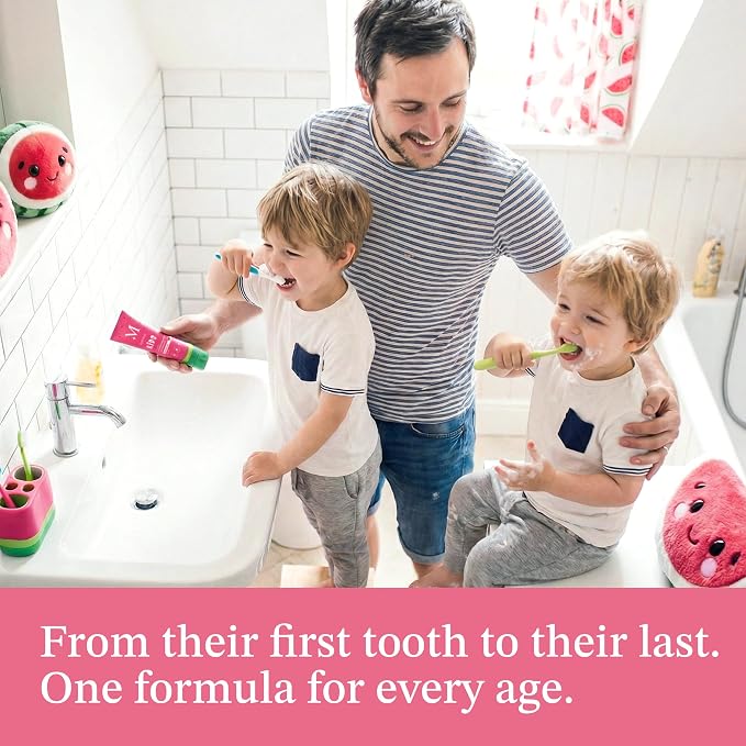 Mouthology Hydroxyapatite Kids Toothpaste Fluoride Free with Xylitol, Non Toxic Fluoride Free Toothpaste for Kids, All Ages (1-3), (3-6) & (6-12) Watermelon, 4oz