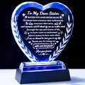 YWHL Sister Birthday Gifts from Sisters, Gifts for Sister from Brother, Crystal Heart Sisters Keepsake Gifts for Mother's Day Christmas Graduation