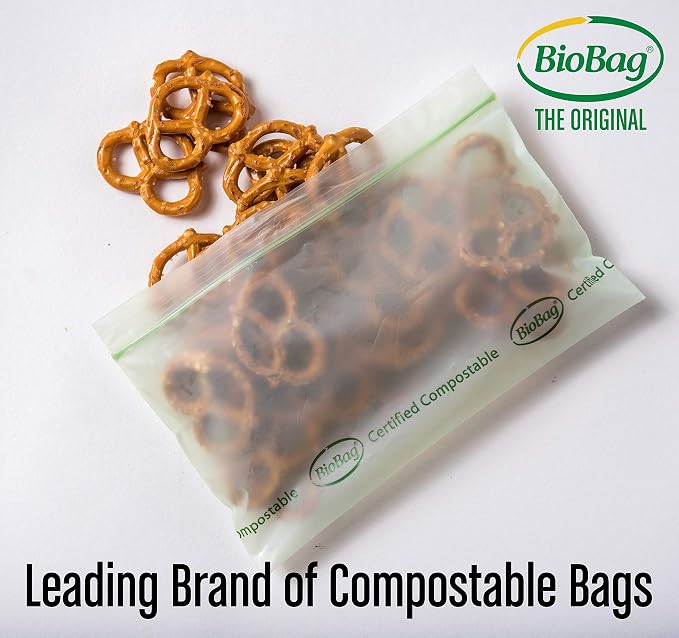 BioBag 100% Certified Compostable Resealable Snack Bags, 360 Count, Perfect for Lunches, Snacks, and On The Go