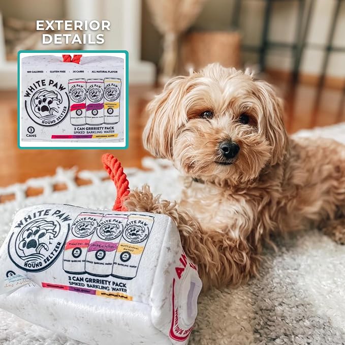 Haute Diggity Dog White Paw Grrriety Pack Activity House, Plush Designer Dog Toys with Interactive Squeaker, Stimulating Pet Enrichment, Machine-Washable & Safe Materials for All Breeds, One Size