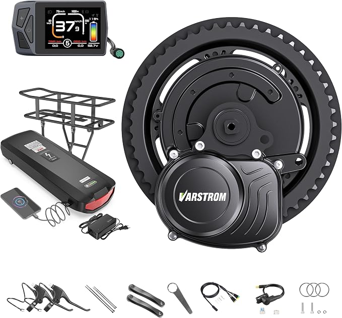 TSDZ2B 48V 500W Mid Drive Kit with EKD01 Display and Ebike Battery | Tong-sheng Electric Bike Conversion Kit for 68-73mm Bottom Bracket, Speed and Torque Sensored E-Bike Motor