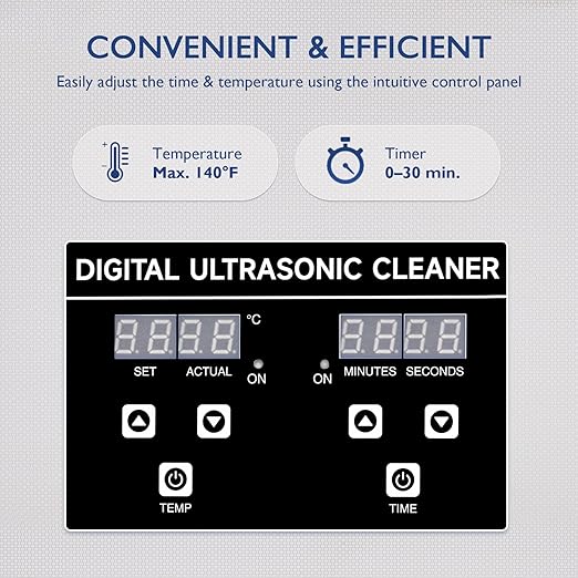 CREWORKS Professional Ultrasonic Cleaning Machine, Ultrasonic Machine with Heater & Timer, Digital Jewelry Ultrasonic Cleaner for Cleaning Denture Dental Oral Irrigator Parts Retainer Glasses, 1.8L