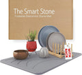 LARGE | PREMIUM | Stone Dish Mat + Bamboo Rack | 24” x 16” | Foldable (Light Gray)
