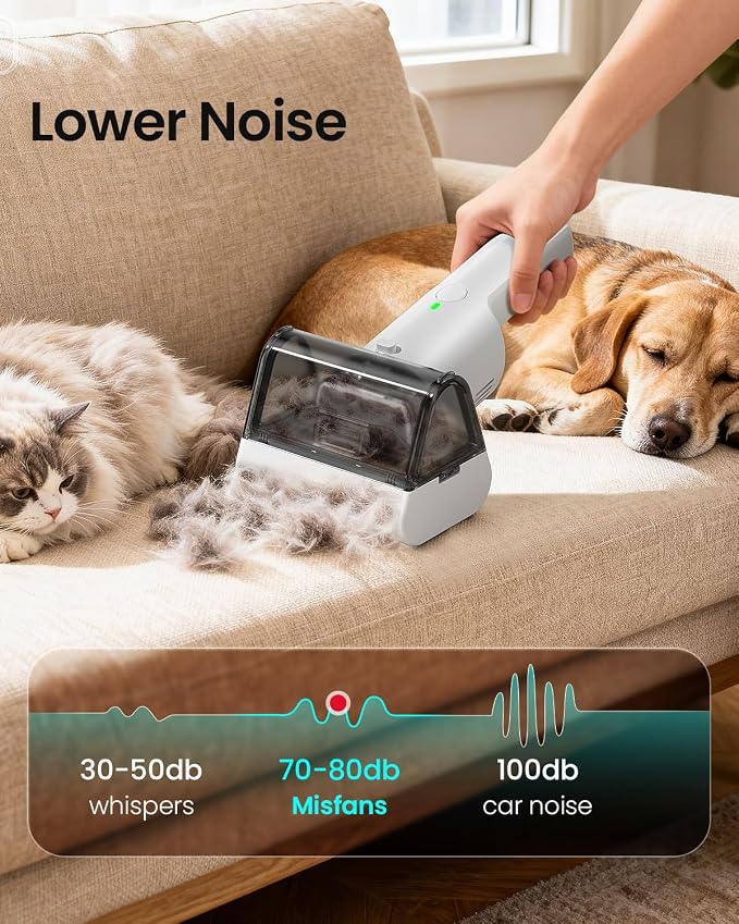 Misfans Electric Pet Hair Removal Tool,2025-Upgrade Cat&Dog Hair Vacuum & Lint Rollers Remover,Automatic Portable Hair Tool for Indoor and Outdoor,Cat Bed,Climbing Frame,Board,Carpet,Mats,Car Mats
