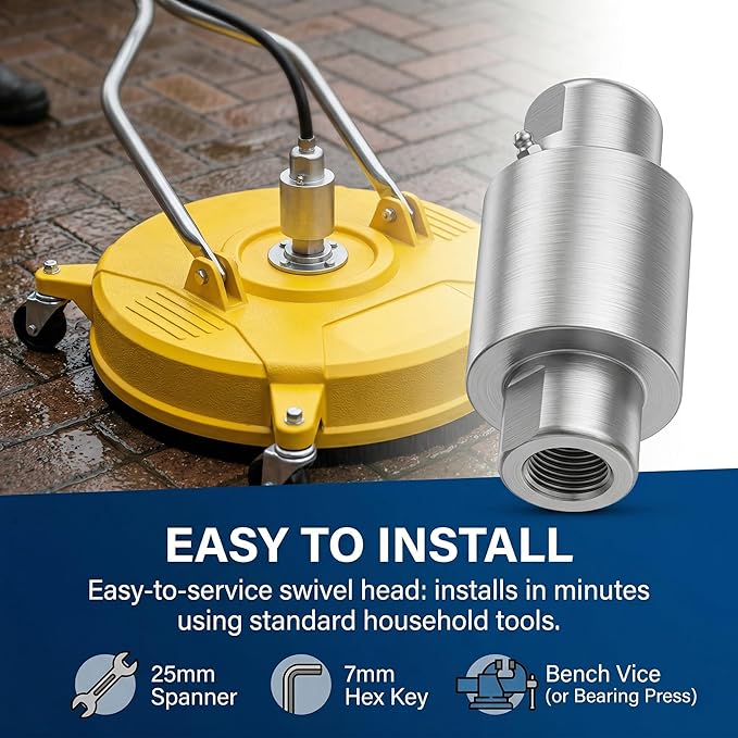 Surface Pressure Component for Torque Signal Monitoring - Swivel Head Assembly Compatible with BE Whirl-A-Way 16"-30" Cleaners - Replaces 85.790.004 85.403.007 85.403.010-4000 PSI 8 GPM