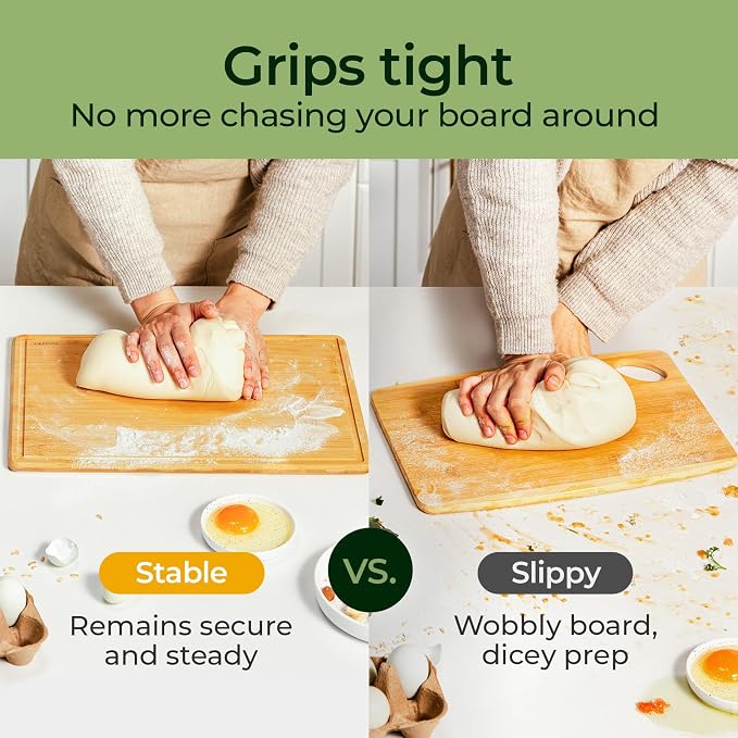 Keechee Cutting Board with Non-slip Mat, Bamboo Cutting Board for Kitchen Meal Prep & Serving - Wood Serving Board Set with Deep Juice Groove Ideal Kitchen Gifts