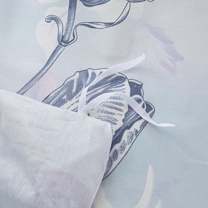 OAITE Duvet Cover Set Queen Size Floral Pattern 500 Thread Count Ultra Soft 100% Cotton Duvet Cover Sets 3-PC, Breathable Duvet Cover with Zipper Closure & Corner Ties