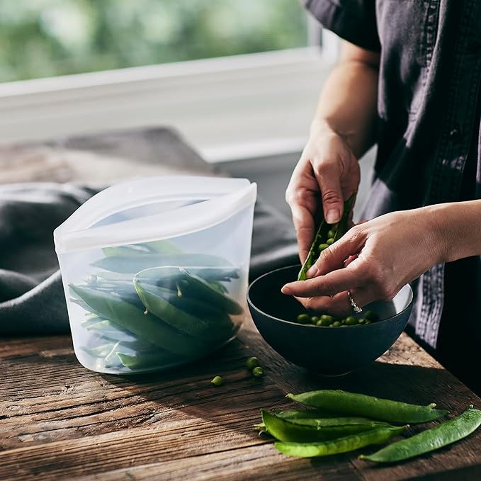 Stasher Premium Reusable Silicone Leak-Free Food Storage Bowl, Clear, 4-Cup | Food-Safe Silicone, Freezer, Sous Vide, Microwave, Dishwasher, Oven Safe, Meal Prep, Lunch Container, BPA-Free, Eco-Friendly