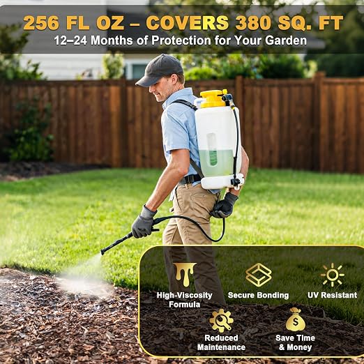 Rock Glue for Landscaping - 2 Gallon Strong Adhesion Mulch Glue, Ground Coverage & Pet Safe Gravel Stone Adhesive, Fast-Drying & Weather-Resistant Mulch Glue for Walkways, Yards, Patios, Wood