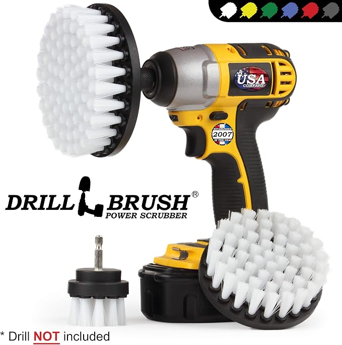 Car Accessories - Drill Brush Attachment for Washing, Wheels, Mats, Detailing - Carpet and Upholstery Cleaner - Boat and Kayak Hull Accessories - Glass and Fiberglass Cleaner