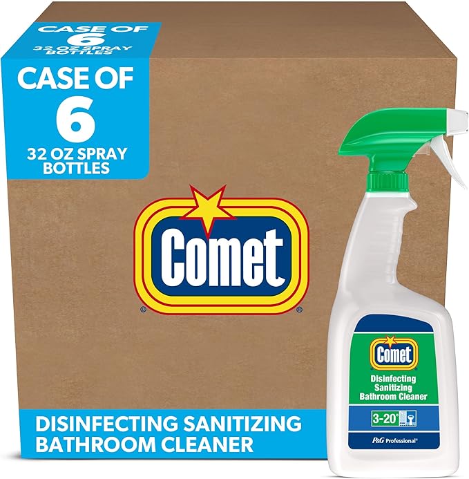Hospital Grade Bulk Disinfecting Bathroom Sanitizer by Comet Professional, Multi-Purpose Spray Cleaner Wipes up Pathogens, for Commercial Use, 32 oz. (Case of 6)
