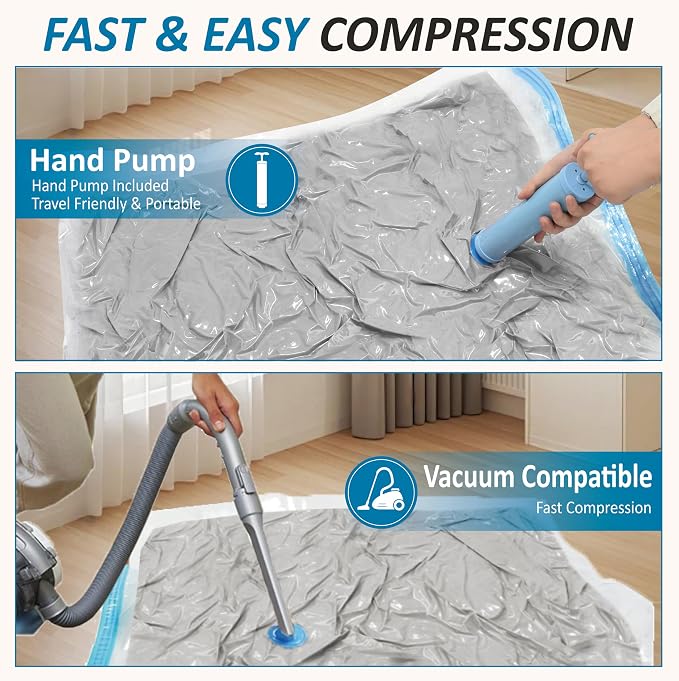Cozy Essential Vacuum Storage Bags, 80% Compression Vacuum Seal Space Saver Plastic Packaging Bags for Clothes, Blankets, Pillow, Bedding, Comforters, Sealer Clothing Storage,20 Combo