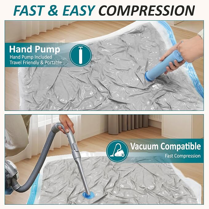 Cozy Essential Vacuum Storage Bags, 80% Compression Vacuum Seal Space Saver Plastic Packaging Bags for Clothes, Blankets, Pillow, Bedding, Comforters, Sealer Clothing Storage,30 Combo